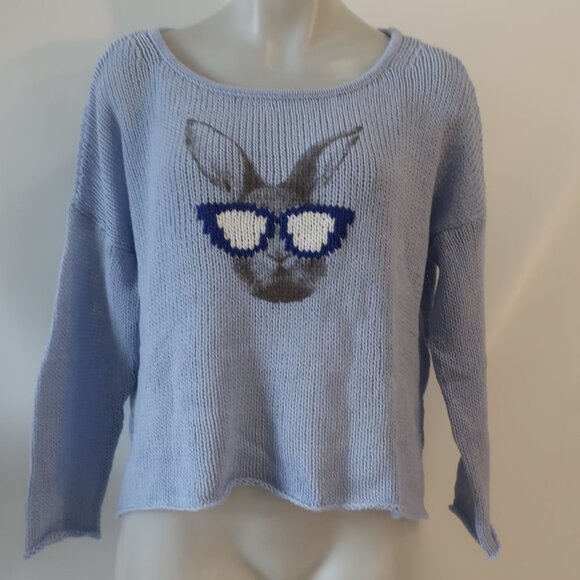 NWT Womens Wooden Ships Blue Wisp Gray Hip Hare Slouchy Crew Neck Sweater S/M - Picture 3 of 8